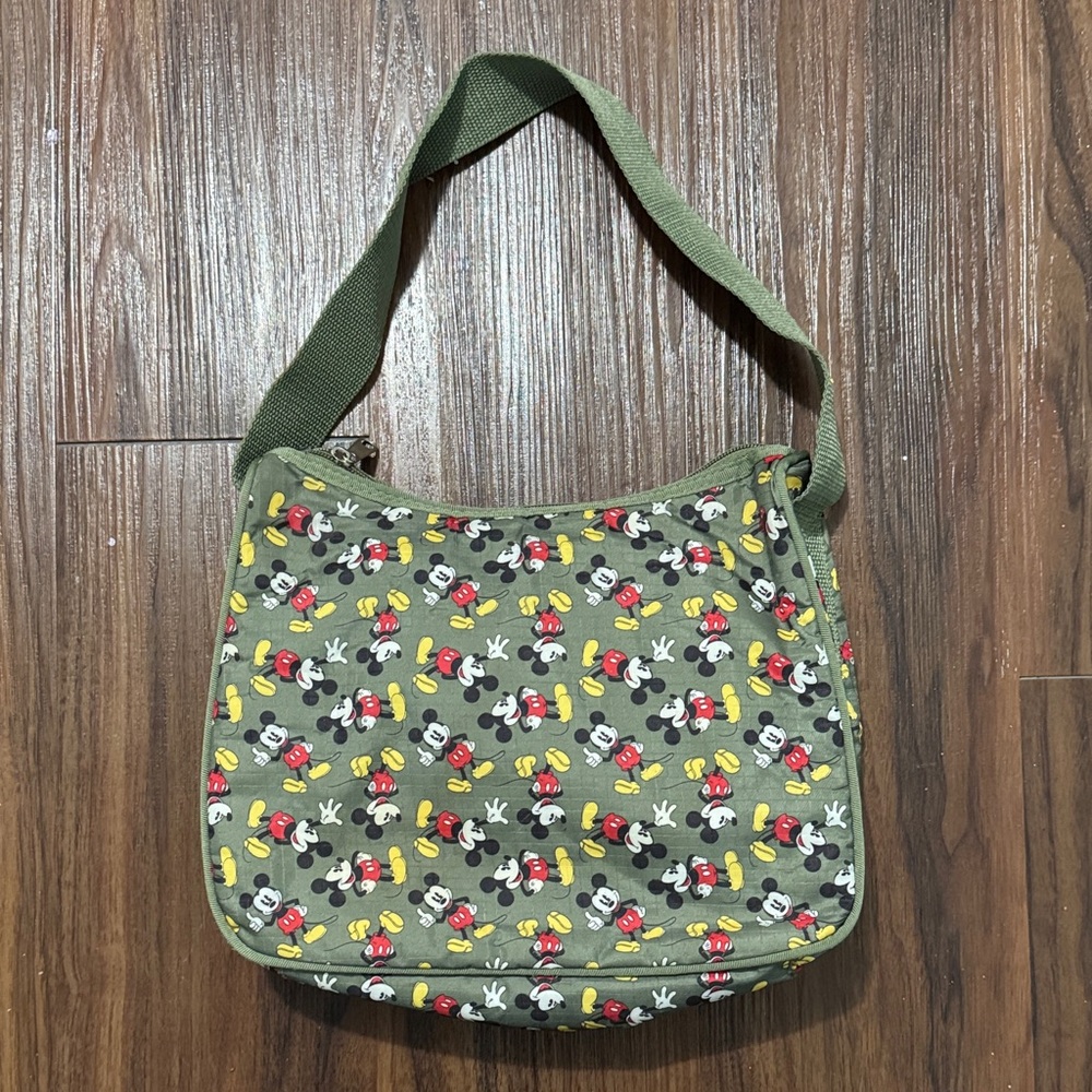 4/$45 Mickey Mouse All Over Green Shoulder Bag Disney